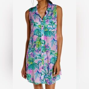 Lilly Pulitzer Natalie ShirtDress  Coverup Mermaid in the Shade L